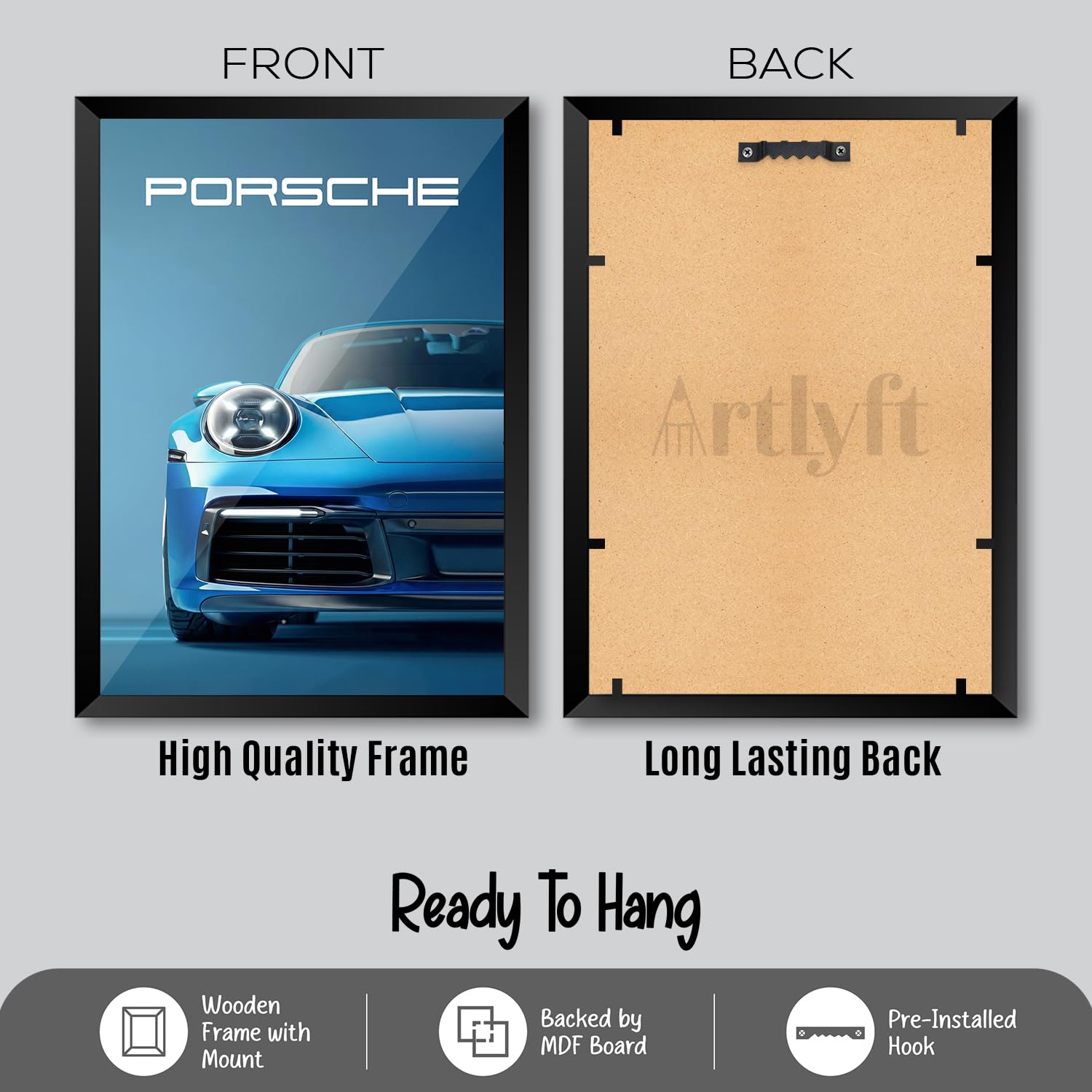 ArtLyft Porsche 911 Blue Edition Wall Frame | 9x12 Inch Supercar
